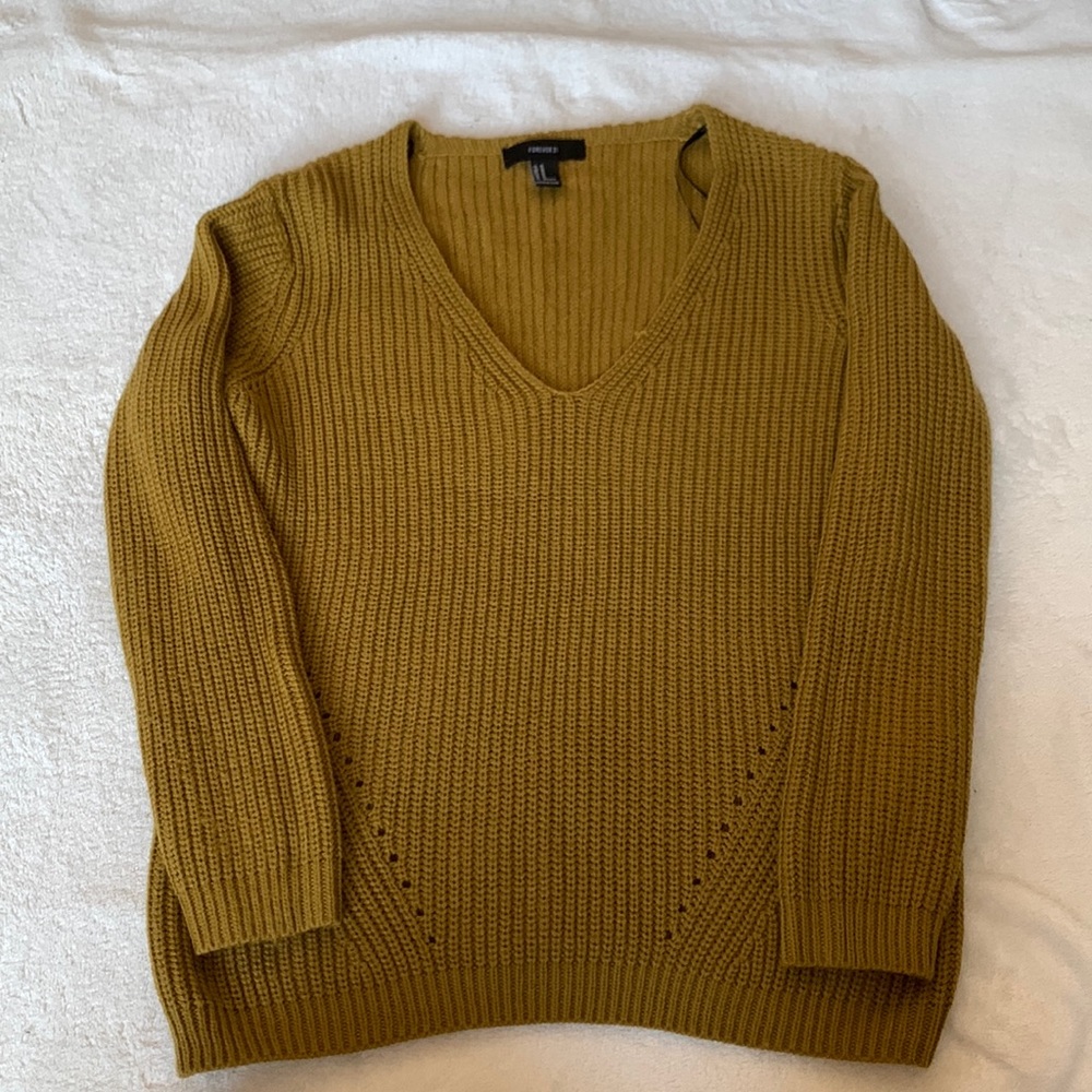 Forever 21 Knit Sweatshirt | Sweater | Mustard Yellow
